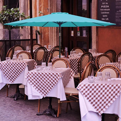 YSSOA 9' Patio Umbrella Outdoor Table Market Yard Umbrella with 8 Sturdy Ribs, Turquoise