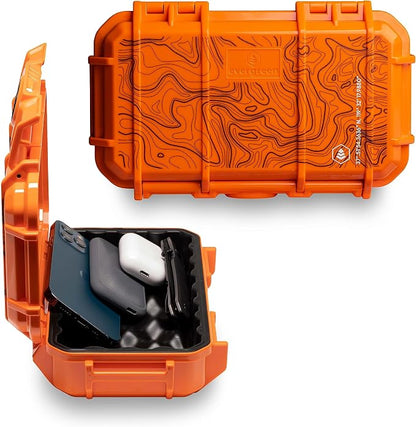 Evergreen 56 Dry Box - EDC Tough Protective Case USA Made for Organization of Cameras, Phones, Camping, Fishing, Hiking, Water Sports (Orange, TOPO)