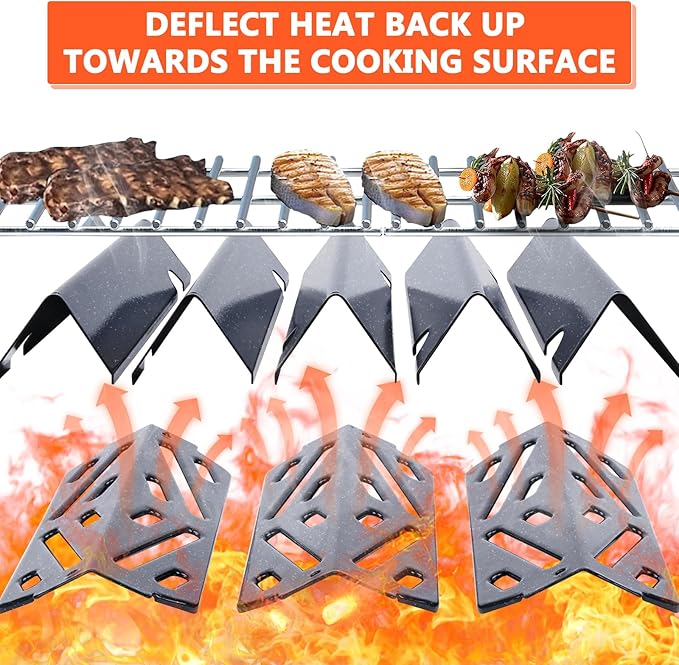 QuliMetal Genesis II Flavorizer Bars & Heat Deflector, Weber Genesis 2 Grill Parts for Genesis II 300 LX300, GS4 Genesis ii E-310 ii E-315 ii E/S335 ii se-335 Grills, 66795 66685 (5+3)