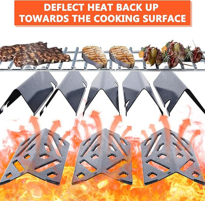 QuliMetal Genesis II Flavorizer Bars & Heat Deflector, Weber Genesis 2 Grill Parts for Genesis II 300 LX300, GS4 Genesis ii E-310 ii E-315 ii E/S335 ii se-335 Grills, 66795 66685 (5+3)