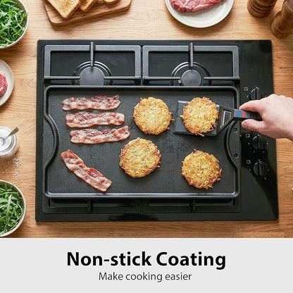 Utheer Griddle Kit, 16.5" x 10.5" Reversible Cast Iron Flat Top Griddle with 5-Piece Scratch-Free Nonstick Safe Nylon Tools, Ceramic Nonstick Grill Griddle for Stove Top, Gas Grill, BBQ and Camping