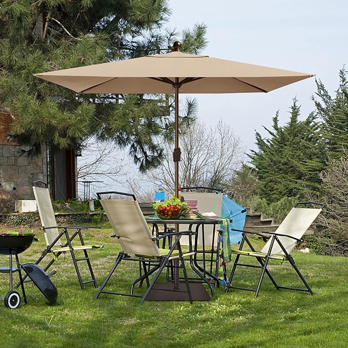 EliteShade USA 10-Year-Non-Fading 6.5x10Ft Rectangular Market Patio Umbrella, UPF 50+ UV Protection Performance Sun Umbrella, Heavy Duty Commercial Grade Outdoor Table Umbrella with Crank, Windproof Vented Top for Garden, Pool, Deck and Outdoor Playset...