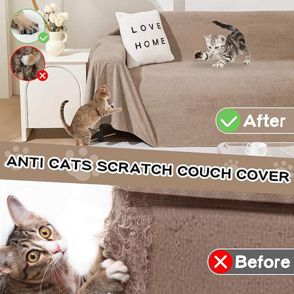 MEETSKY Sectional Couch Cover Washable,Oversized Sofa Cover for 3 Cushion Couch Sofa,Cat Scratch Proof Furniture Protector Covers Soft L Shape Sofa Covers for Dogs,91" x 150", Khaki