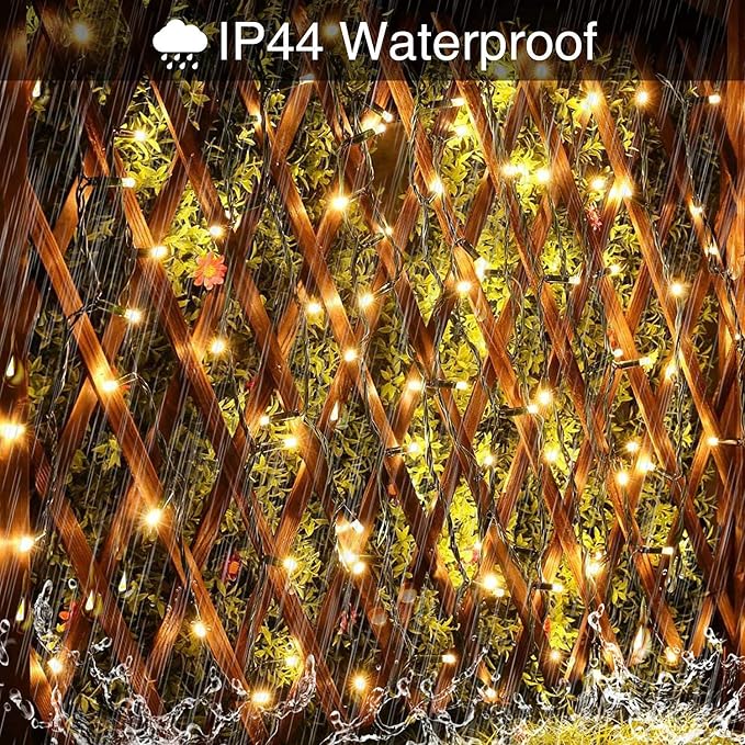JMEXSUSS 300 LED Warm White Christmas Tree Lights Plug in | 8 Modes, Indoor Outdoor Use, Waterproof, Green Wire Christmas String Lights for Tree Yard Garden Patio Xmas Decor