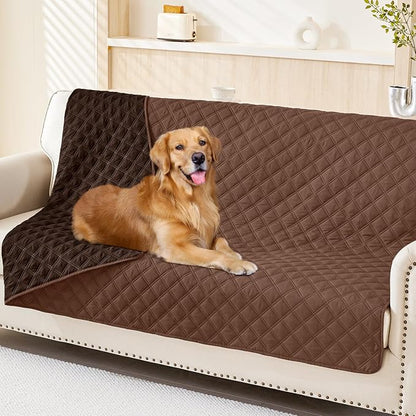 Smiry Waterproof Reversible Pet Couch Covers for Dogs | Pet Friendly, Soft Fabric, Washable Sofa Furniture Protector for Dogs Cat Kids, Checkered (68"x82", Brown/Chocolate)