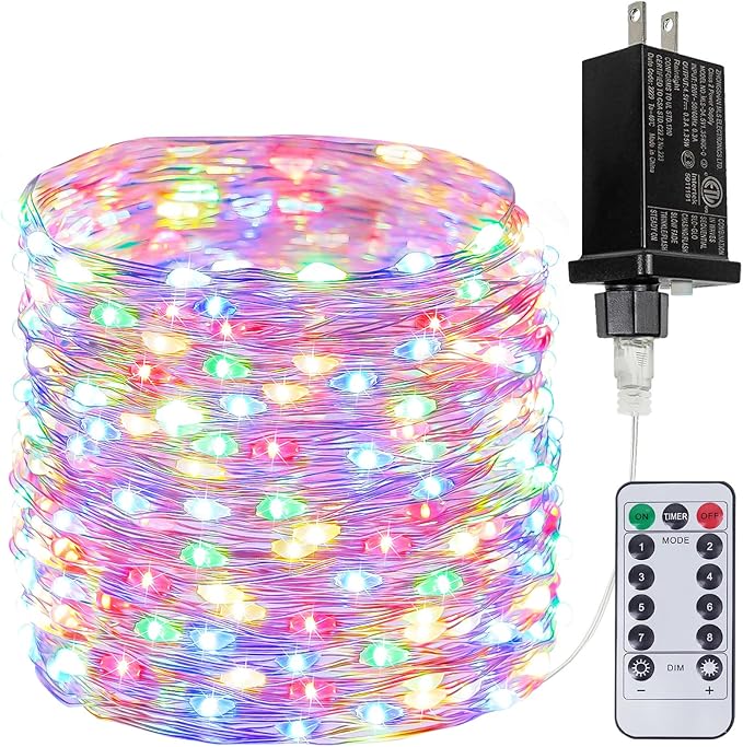 66FT 200 LED Fairy Lights with Remote, Plug in Twinkle Light Outdoor Indoor | 8 Modes, Timer, Dimmable, Memory Function, Waterproof Multicolor String Lights for Bedroom Garden Party Christmas Decor