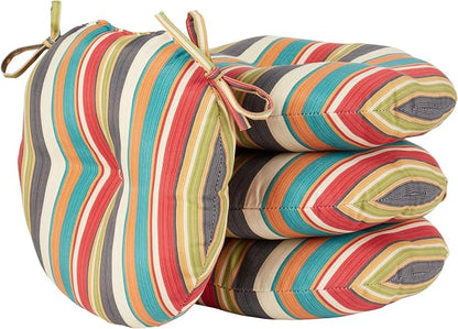 Greendale Home Fashions Adobe Stripe Outdoor 15-inch Bistro Seat Cushion, Set of 4