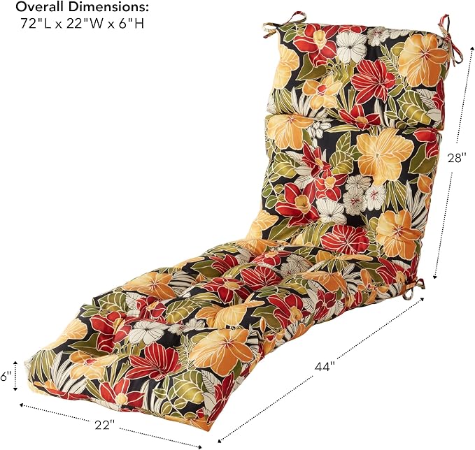 Greendale Home Fashions 72 x 22-inch Outdoor Chaise Lounge Cushion, Aloha