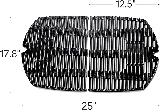 7646 7584 Replacement Cooking Grates for Weber Q300 Q320 Q3000 Q3200 Series Gas Grills, Matte Cast Iron Cooking Grate Replacement Parts for Weber 7646 7584