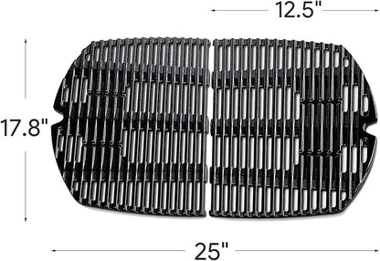 7646 7584 Replacement Cooking Grates for Weber Q300 Q320 Q3000 Q3200 Series Gas Grills, Matte Cast Iron Cooking Grate Replacement Parts for Weber 7646 7584