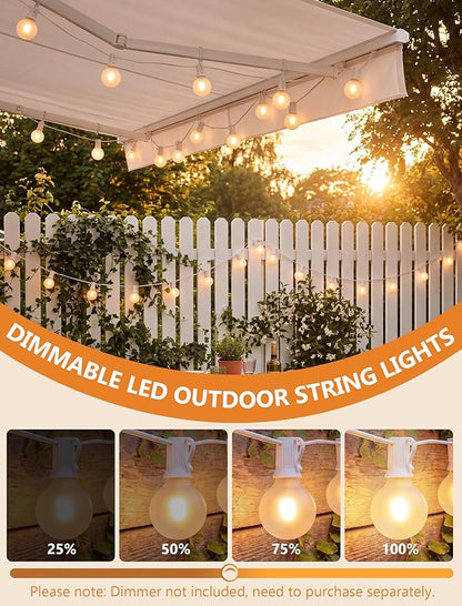 GOOTHY Outdoor LED String Lights, 50Ft with 52 Frosted White LED Globe Bulbs, Waterproof for Indoor/Outdoor Use, Perfect for Garden, Bistro, Pergola, Tents & Decorations, White