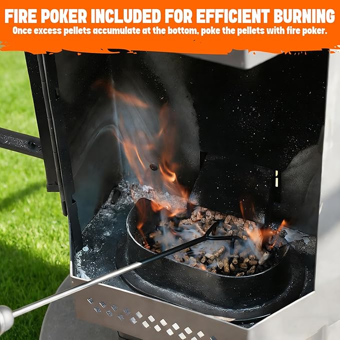80" Premium Wood Pellet Patio Heater with Glass Window, Portable Pellet Heater with Wheel, Modern Fire Pit for Patio Backyard Garden Villa Outdoor Restaurant, 70,000BTU, FP058