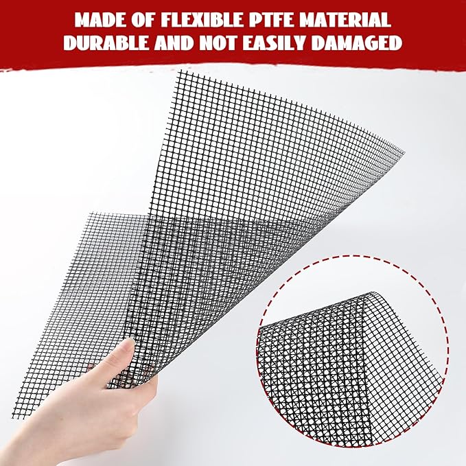 6 Pcs BBQ Grill Mesh Mat, 15.75 x 13 Inch Non-Stick Reusable Barbecue Grilling Mat Easy to Clean, Heavy Duty Heat Resistant Cooking Mesh Mat Suitable for Outdoor Smoker, Pellet, Gas, Charcoal Grills