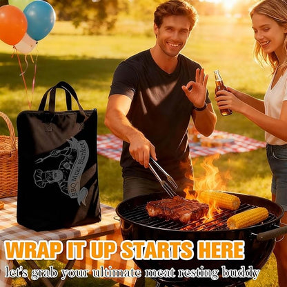 ONFAON BBQ Blanket for Resting Meat - Reusable Smoker Grilling Meat Insulated Resting Bag, Funny BBQ Gift for Dad, Husband, Men on Father’s Day, Birthday & Christmas