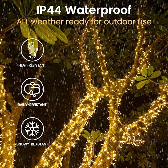 4 Pack String Lights Battery Operated with Timer, 132FT 400 LED Waterproof Battery Twinkle Lights, 8 Modes Fairy Light for Indoor & Outdoor Party Bedroom Porch Tree Christmas Decorations (Warm White)