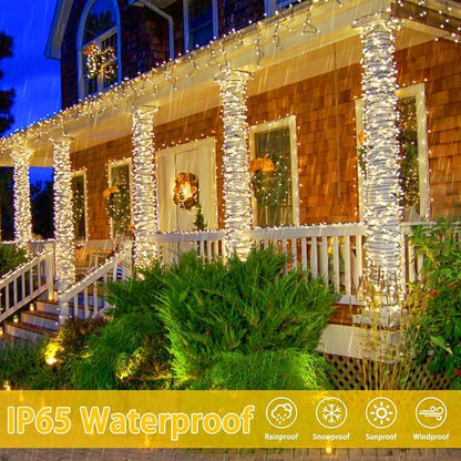Solar String Lights Outdoor 6 Pack 255FT 720 LED Christmas Light Warm White | 8 Modes, Auto On/Off, Memory Function, Waterproof Solar Twinkle Lights for Outside Xmas Tree Garden Party Christmas Decor