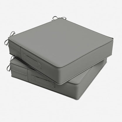 Outdoor Chair Cushion 24 x 24 x 5 Inches Patio Furniture Outdoor Waterproof Seat Cushion, Patio Chair Cushion with Handles and Ties, Square Dining Chair Cushion Set of 2, Light Grey