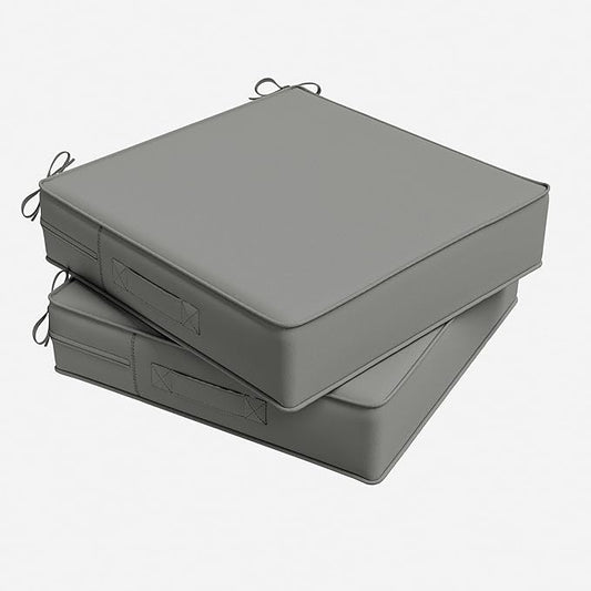 Outdoor Chair Cushion 24 x 24 x 5 Inches Patio Furniture Outdoor Waterproof Seat Cushion, Patio Chair Cushion with Handles and Ties, Square Dining Chair Cushion Set of 2, Light Grey