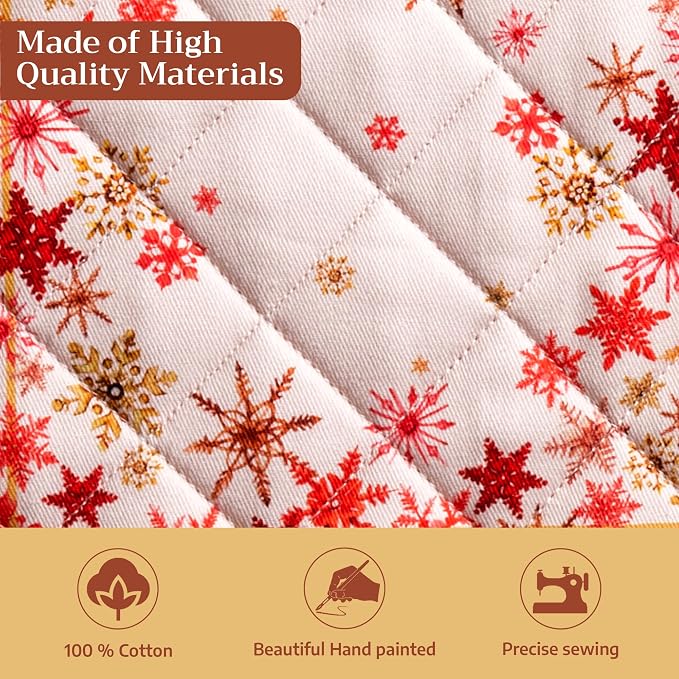 Maison d' Hermine Pot Holders 100% Cotton Potholders (8" x 8", Pack of 1) | Heat Resistant Hot Pads with Loop BBQ Cooking Baking Hotel Kitchen Handling Hot Pans Thanksgiving Christmas - Crystal Star
