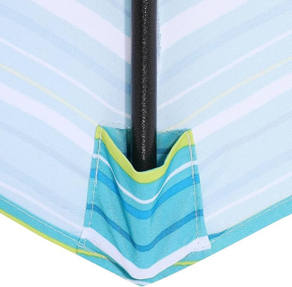 MASTERCANOPY Patio Umbrella 9ft Replacement Top for 8 Ribs-Turquoise Stripe Canopy Only