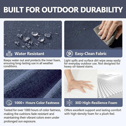 Goodgoods 18.5 x 18.5 Outdoor Chair Cushions Set of 4, Fade-Resistant & Water-Resistant Patio Seat Cushion Pads with Ties, 30D High-Resilience Foam for Dining Room Kitchen Chairs, Sky
