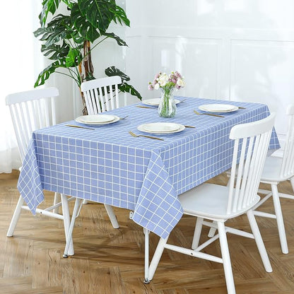 Romanstile Square Vinyl Tablecloth, 100% Waterproof Oil-Proof Checkered Plastic Table Cloth, Heavy Duty Wipeable Table Covers for Dining, Camping, Picnic, Outdoor - 54 x 54 Inch, Blue