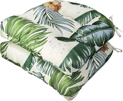 Gnostik 2 Pack Outdoor Wicker Chair Cushions Waterproof Rocking Chair Cushion Floral U Shaped Patio Replacement Cushions with Ties for Porch, Garden,18.6" x 18.6", Hawaiian