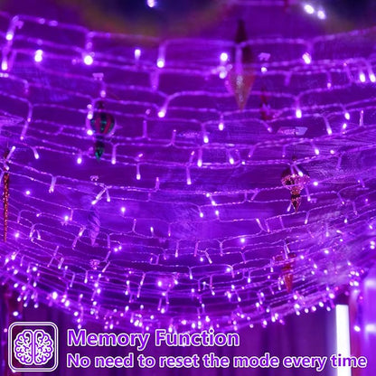 YEGUO 165ft 500 LED Christmas Lights Outdoor Waterproof, Purple String Lights Indoor Plug in, 8 Modes Clear Wire Purple Lights for Halloween Holiday Home Tree Garden Patio Decor
