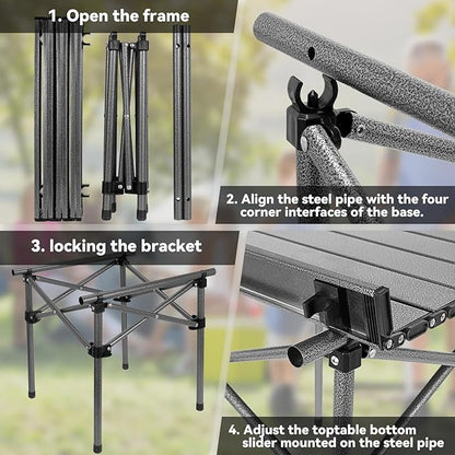 Opliy Folding Camping Table,Portable Table for 1-2 Persons -Collapsible Table Lightweight with Carry Bag for Camping, Hiking, Picnics, BBQs, Beach Trips & Tailgating(16.5 inch).