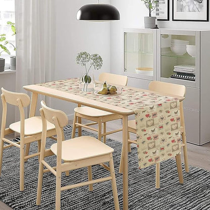 Rustic Farm Animal Table Runner,Vintage Rustic Farm Cow Chickens Country Farmhouse Decorations Runner for Home Kitchen Dining Party Decor,13X70in