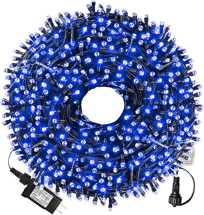 105FT 300 LED Christmas String Lights, End to End Plug 8 Modes | Christmas Lights UL Certified Outdoor Indoor Fairy Light Christmas Tree, Patio, Garden, Party, Holiday (Blue)