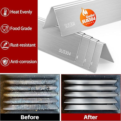 GasSaf 7539 for Weber Genesis Flavorizer Bars 24.5", SUS304 Bars for Genesis 300 Grill Parts, E-310 E-320 S-310 S-320, EP/CEP 310 & 320 Gas Grills(Side-Knob 2007-2010), Heat Plates for Weber 7540