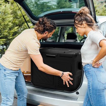 AS 53QT(50L) Car Refrigerator, 12 Volt Portable Freezer Fridge, Car Compressor Refrigerator with 12/24V DC & 110-240V AC for Truck, RV, Boat, Camping and Travel