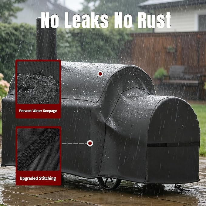 SHINESTAR 600D Oxford Grill Cover for Oklahoma Joe's Highland Offset | Premium Smoker Cover Waterproof & Heavy Duty for Oklahoma Joe's Charcoal Offset Smoker, 65"L x 31" W x 45" H