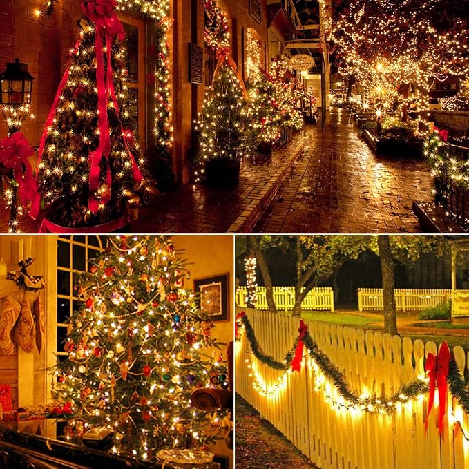 BrizLabs Clear White Incandescent Christmas String Lights 600 Count 139.2ft | Connectable; UL Certified; Outdoor Mini Lights Set Xmas Tree Light for Indoor Outside Holiday Tree Garden Party Home Decor
