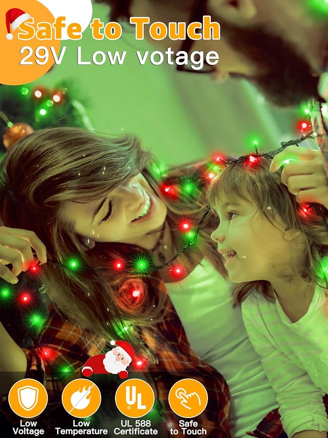 BrightChristmas 500 LED 164 FT Christmas Lights, Waterproof Outdoor String Lights with Remote and Timer, Christmas Tree Lights with 8 Modes Dimmable, Fairy Lights for Holiday Decor (Red and Green)
