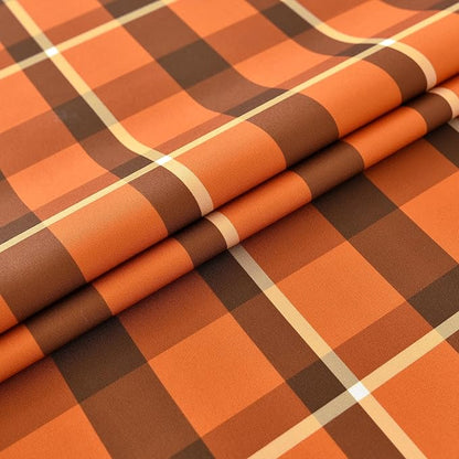Gingham Tablecloth Fabric - Oblong 58x120 Water Resistant Autumn Plaid Table Cloth for Indoor/Outdoor Use - Fall Tabletop Cover for Halloween, Picnics, Gardens, and Thanksgiving Day