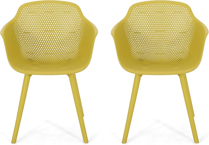 Christopher Knight Home Davina Outdoor Dining Chair (Set of 2), Yellow