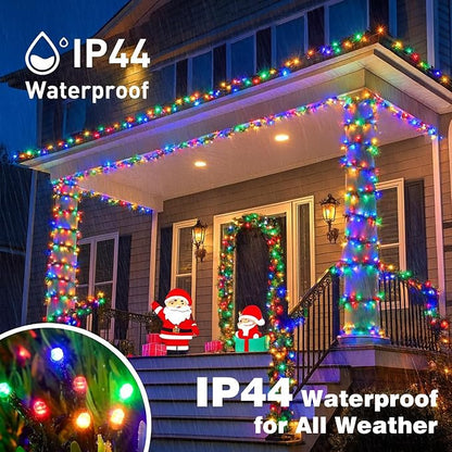 1000LED Outdoor Christmas Lights, 328FT String Lights Multicolor | IP44 waterproof,8 Modes,Remote control 3 Timers & Memory Function, Ideal Indoor & Outdoor Christmas Tree Holiday Decorations