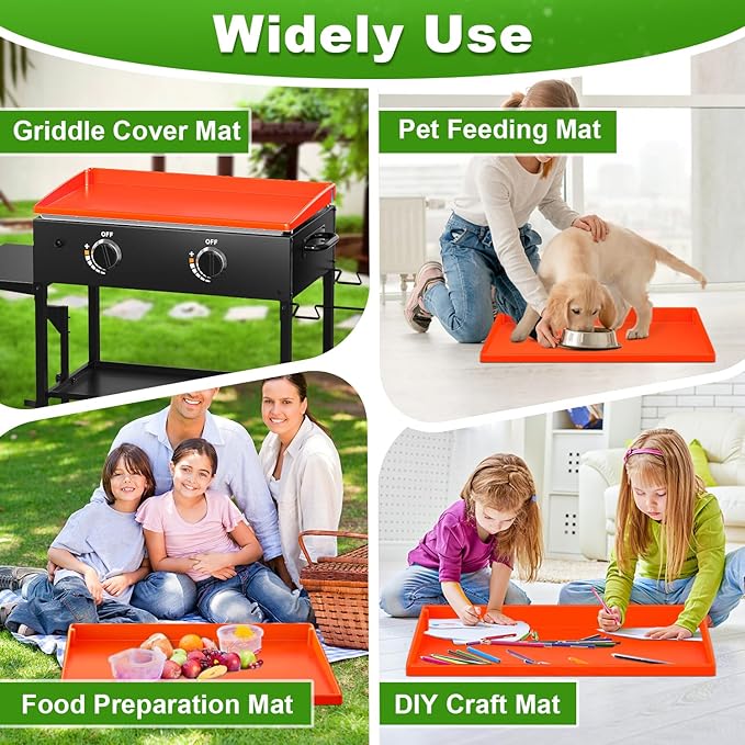 LOPNUR Full-Edge Silicone Grill Cover 28 Inch for Blackstone Griddle, Upgraded Heavy Duty Food Grade Silicone Mat for Blackstone Griddle Accessories, Protects Outdoor Grill from Dust and Rust Yearly