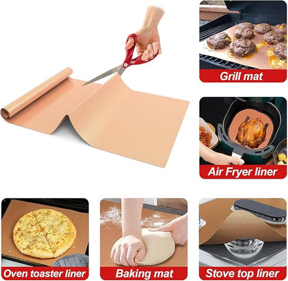 UBeesize 2 Pack Nonstick Copper Grilling Mats for 22 Inch Blackstone Griddle, Resuable Cooking Mats for Grilling, BPA and PFOA Free Heavy Duty BBQ Grill Mats, Griddle Accessories Kit -22 x 16 Inch
