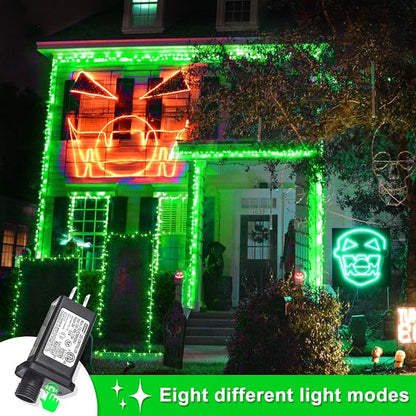 262FT 800 LED Outdoor String Lights, Green Christmas Lights Indoor | Plug in Waterproof 8 Modes Clear Wire String Twinkle Lights for Bedroom Outside Patio Yard Xmas Party Halloween Decorations