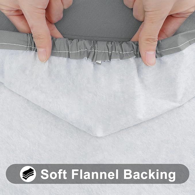 Smiry Rectangle Tablecloth, Elastic Fitted Flannel Backed Vinyl Tablecloths for 5ft Folding Tables, Waterproof Wipeable Table Covers for Indoor, Outdoor, Picnic and Camping (Grey, 36"x60")