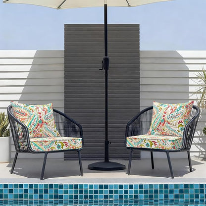 DYTXIII Outdoor Deep Seat Cushion Set, Water Repellent 22"x22" Patio Thick Cushions Replacement with Seat & Back Pillow for Patio Sofa, Wicker Chair, Couch - Pretty Paisley
