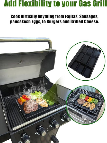 2026 Advanced Portable Steel Griddle, Griddle for Gas Grill, Non-Stick Coating, Universal Flat Top for Gas Grill/Stove/Oven/Campfire, Ergonomic Handle & Easy Clean for Outdoor BBQ & Camping, 23"x16"
