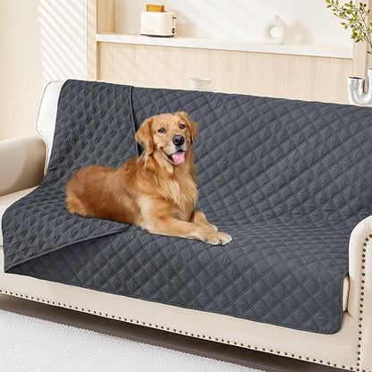 Smiry Waterproof Reversible Pet Couch Covers for Dogs | Pet Friendly, Soft Fabric, Washable Sofa Furniture Protector for Dogs Cat Kids, Checkered (52"x82", Dark Grey/Dark Grey)