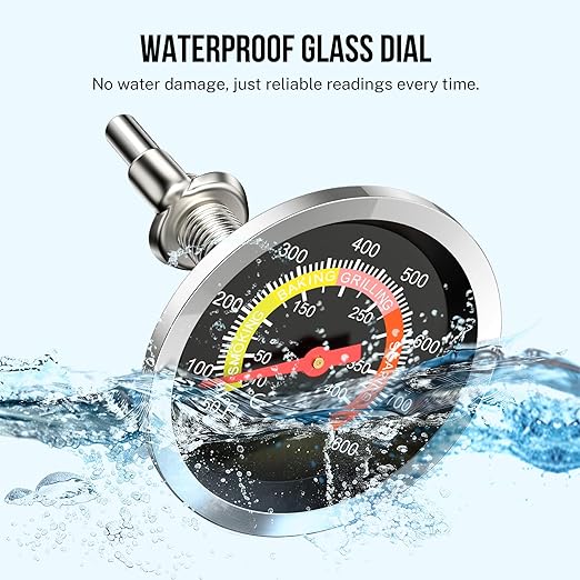 2 Pcs Grill Thermometer 2-3/8" Large Dial, 50-800°F Grill Thermometer for Outside Grill, High-Temp Resistant Thermometer for Smoker & Oven, Weatherproof Temperature Gauge with 4 Visible Colored Zones