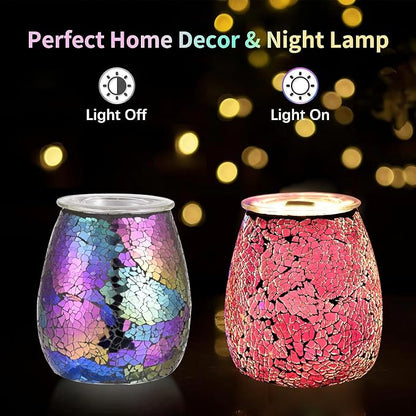 Dicimi Candle Warmer Lamp with Timer, Electric Wax Melt Warmer with Stepless Dimming & 2-10H Auto-Off, 2-in-1 Scented Wax Warmer & Night Light, Gradient Glass Home Decor for Bedroom Office