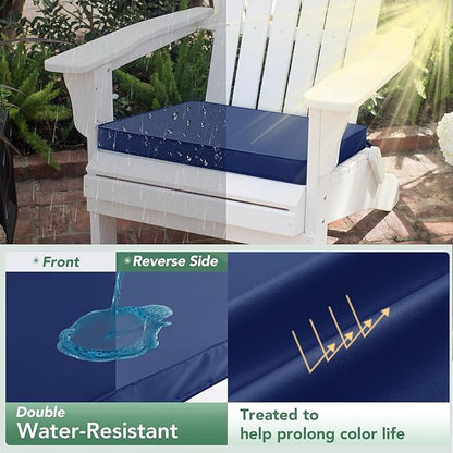 Outdoor Chair Cushions Set of 6: Waterproof & Fade Resistant Seat Cushion for Patio Furniture - 18.5 x 16 x 2 Inch Chair Pads with Ties and Hidden Zipper - Patio Chair Cushion Replacement, Navy