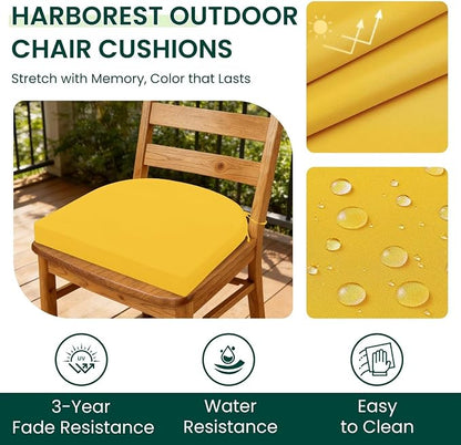 HARBOREST Outdoor Chair Cushions Set of 6, Water Resistant Patio Chair Cushions with Ties, Outdoor Seat Cushions for Patio Furniture, 17"x16"x2", Yellow